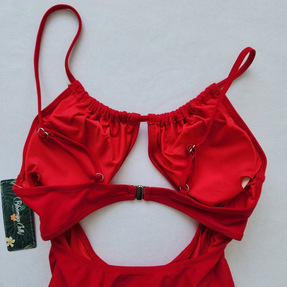 Blooming Jelly Red Cutout One Piece Swimsuit Monokini Beach Pool Vacation Sexy - Picture 4 of 6